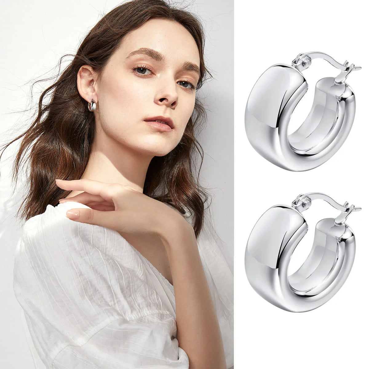 Meaeguet Tube Huggie Hoop Earrings – Stainless Steel Hoops Huggie Hoop Earrings SPOT