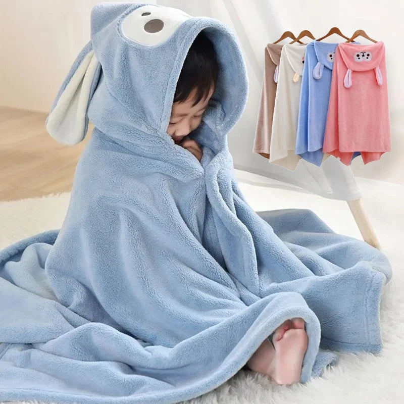 Kids Hooded Bath Towel – Soft Coral Fleece Cartoon Cape Kids Hooded Towel SPOT
