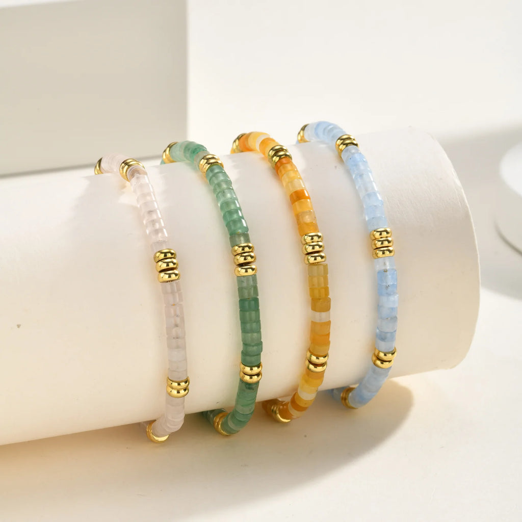 Natural Stone Heishi Beaded Bracelet | 18K Gold Boho Jewelry Beaded Bracelet SPOT