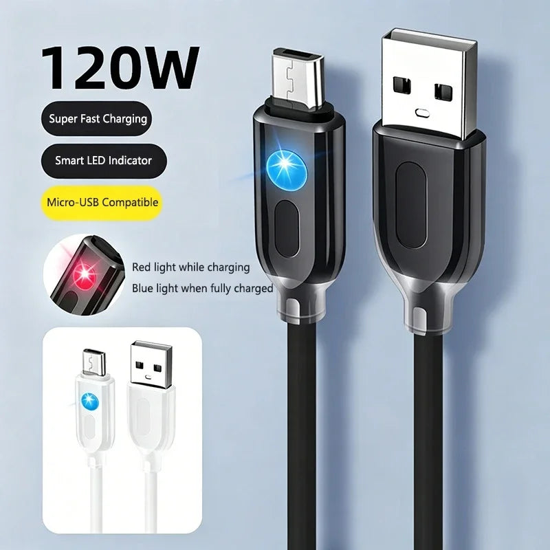 120W USB-C Fast Charging Cable with RGB Flowing LED Light USB-C Charging Cable SPOT
