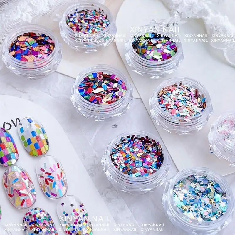 Iridescent Laser Nail Glitter – Colorful Sequin Flakes for DIY Nail Art Nail Art Glitter SPOT