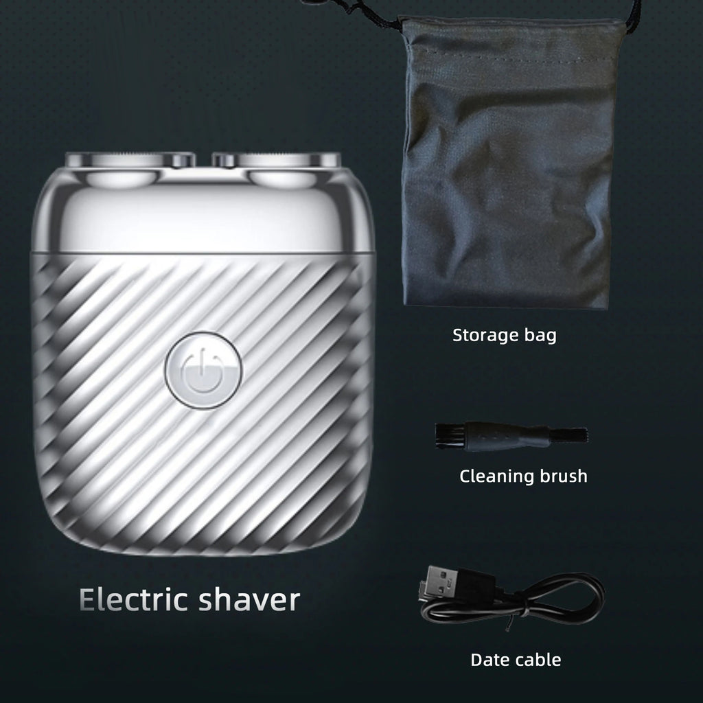 Zinc Alloy Electric Rotary Shaver for Men – USB Rechargeable Electric Rotary Shaver SPOT Silver USB Type-C