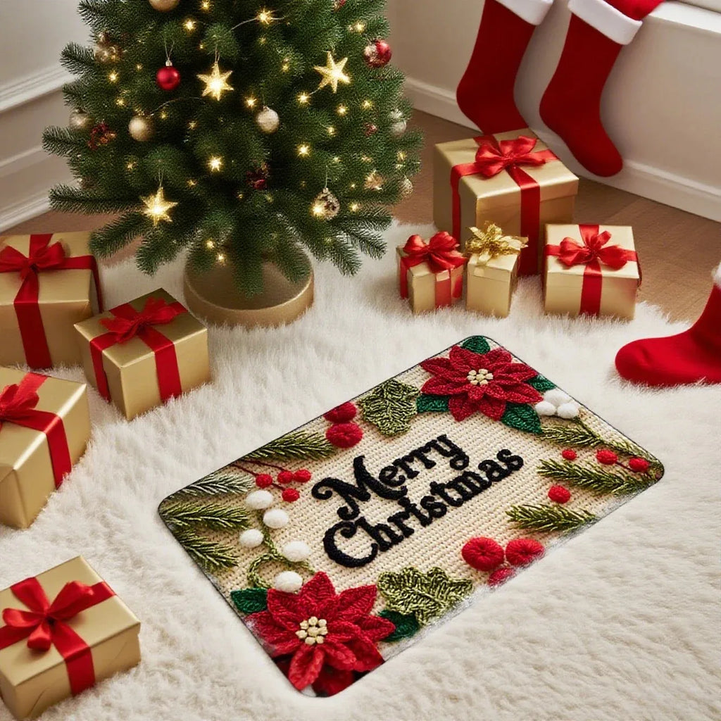 Christmas Door Mat – Santa & Gingerbread Man Indoor/Outdoor Holiday Door Mat SPOT