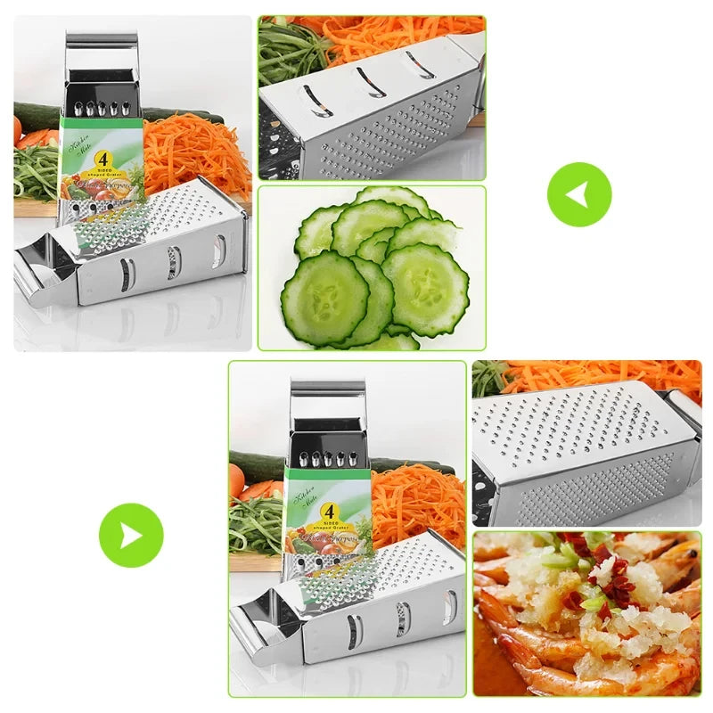 4-Sided Stainless Steel Box Grater – Cheese, Veggie & Fruit Box Grater SPOT