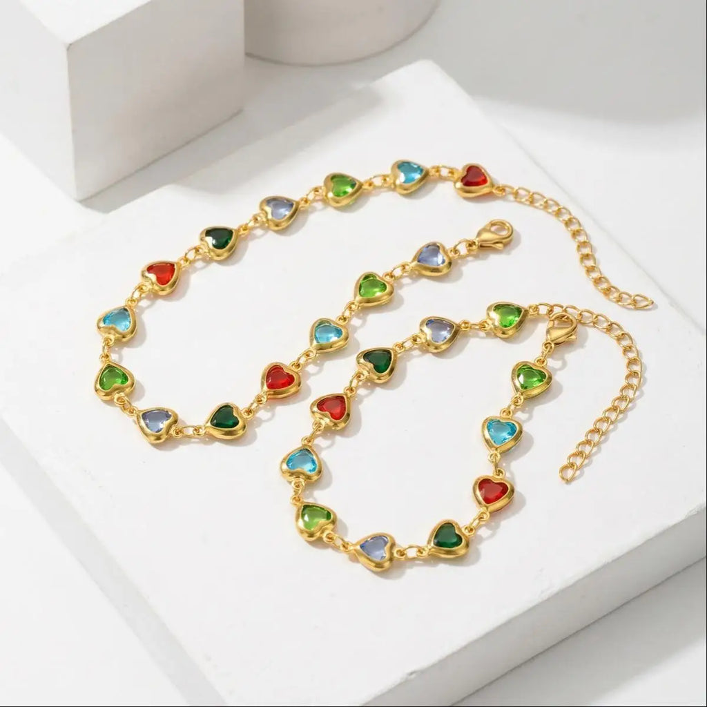 Heart Anklet Women – Gold Plated Stainless Steel Zircon Anklet Bracelet SPOT