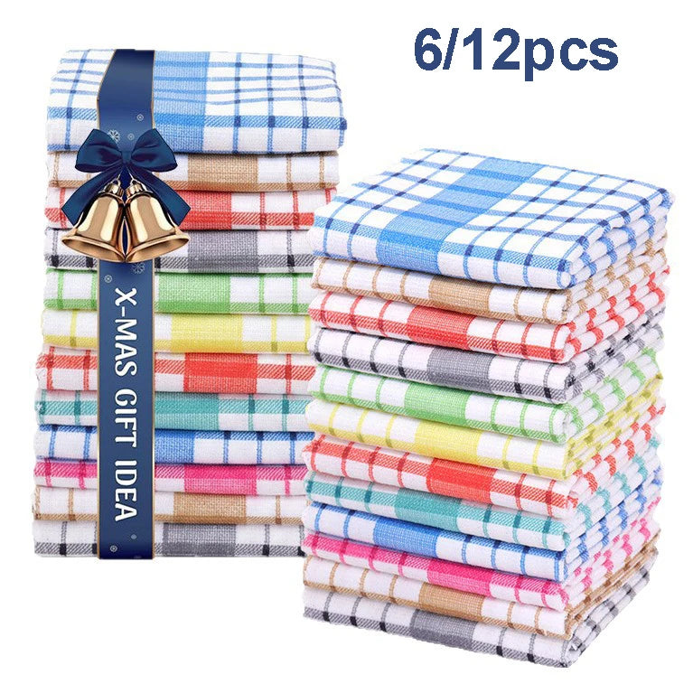 Modern Checkered Kitchen Dish Towels – Soft & Absorbent 6/12 Pack Kitchen Dish Towels SPOT