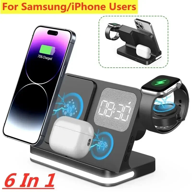VIKEFON 6-in-1 Wireless Charging Station – iPhone & Samsung Wireless Charging Station SPOT