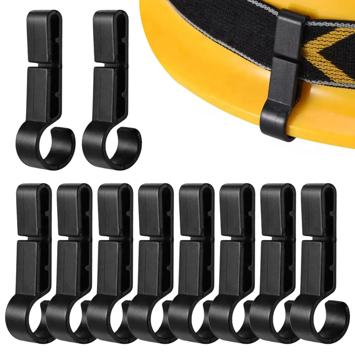 10-Pack Hard Hat Headlamp Clips – Non-Slip ABS Hook Kit Helmet Accessory Clips SPOT