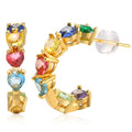 Cubic Zirconia Rainbow Heart Hoop Earrings – 14K Gold Hoop Earrings SPOT EBD-288GH