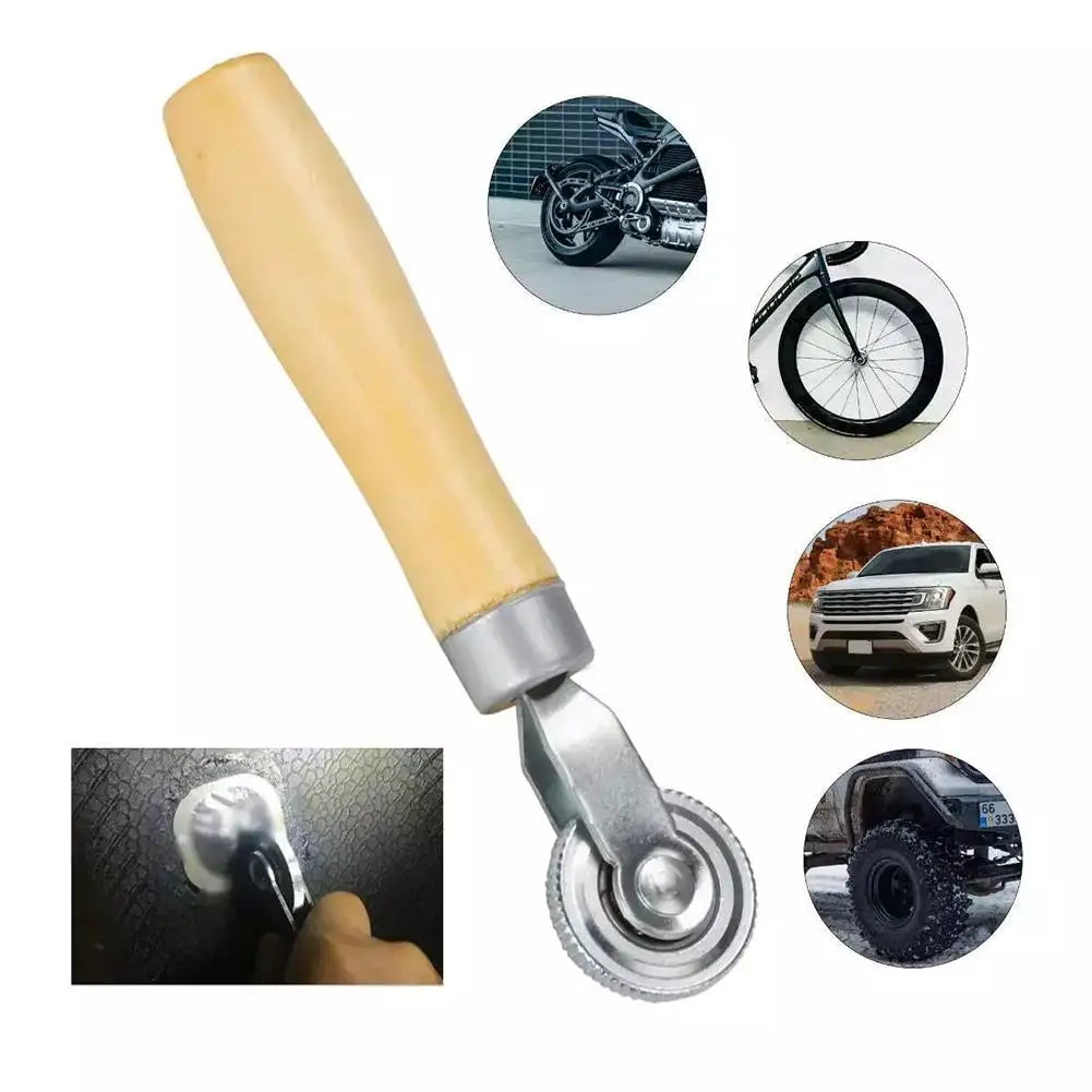 Tire Repair Patch Compaction Wheel Roller – Wooden Handle Tool Tire Repair Tool SPOT