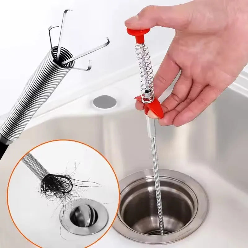 Flexible Drain Snake Clog Remover – 60cm Spring Pipe Tool Drain Snake Tool SPOT