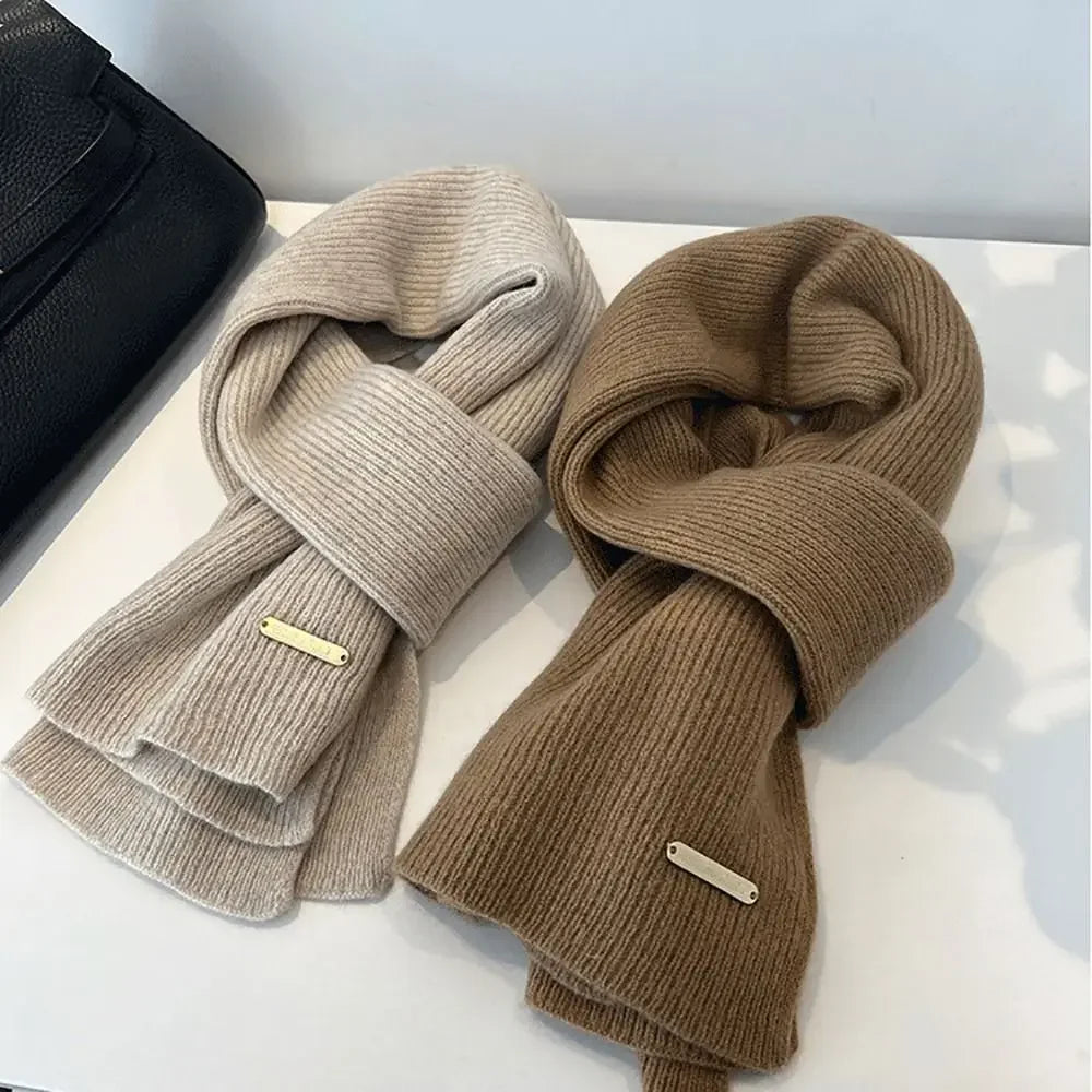 Women's Winter Knit Neck Warmer Cross Scarf – Solid Color Knit Neck Warmer Scarf SPOT