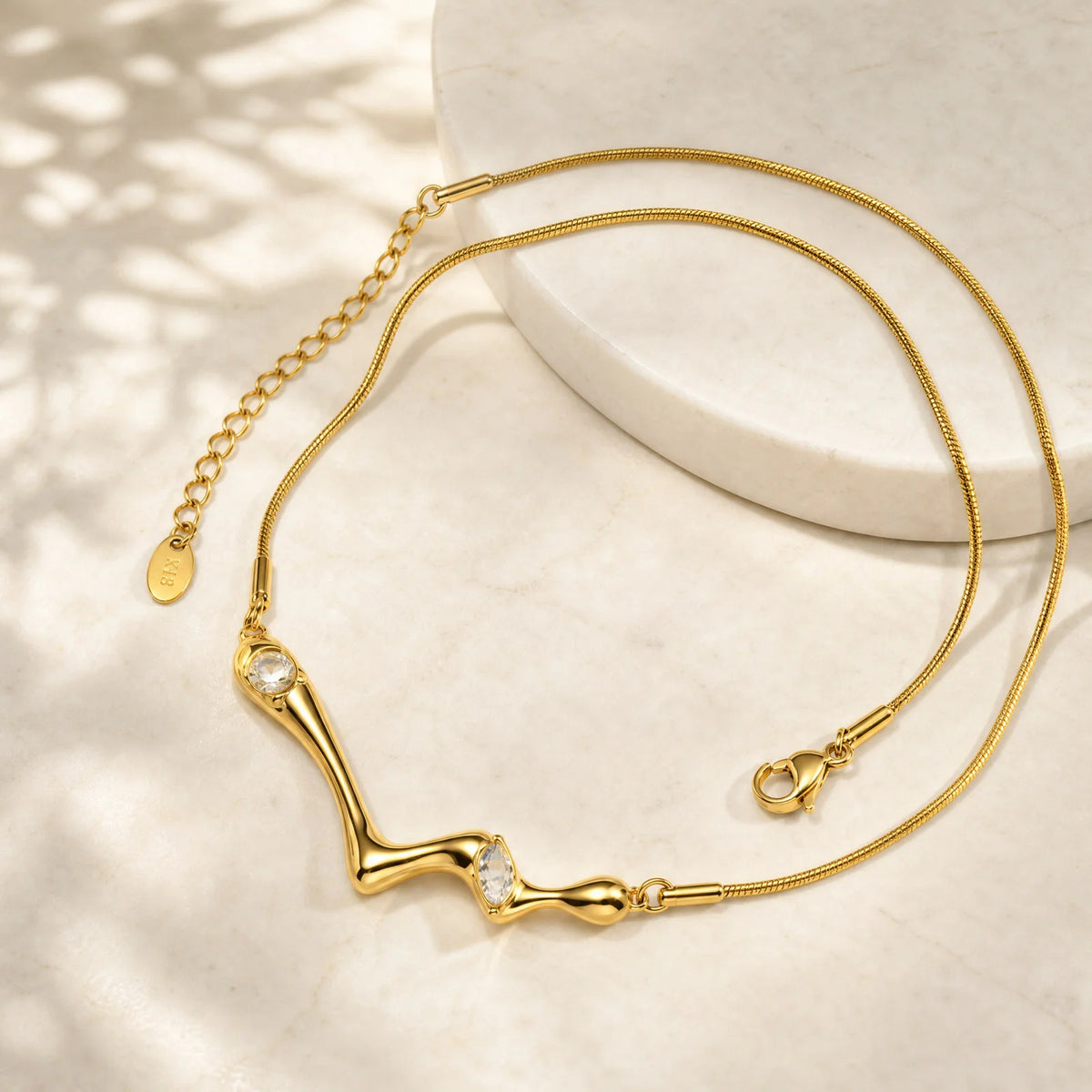 CZ Wave Necklace – 18K Gold Plated Stainless Steel Pendant Pendant Necklace SPOT