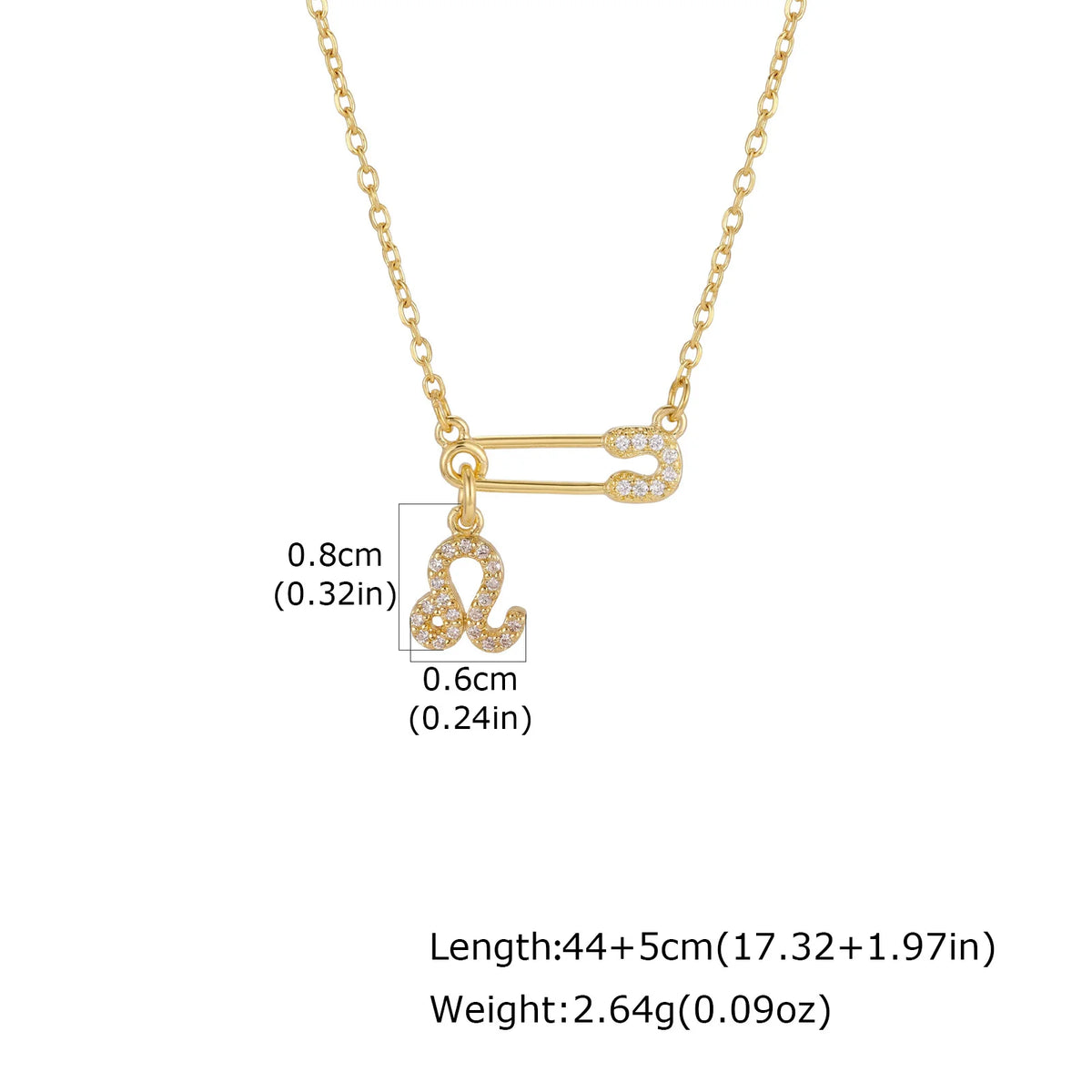 Zodiac CZ Pendant Necklace – Gold Plated Stainless Steel Pendant Necklace SPOT Leo-5