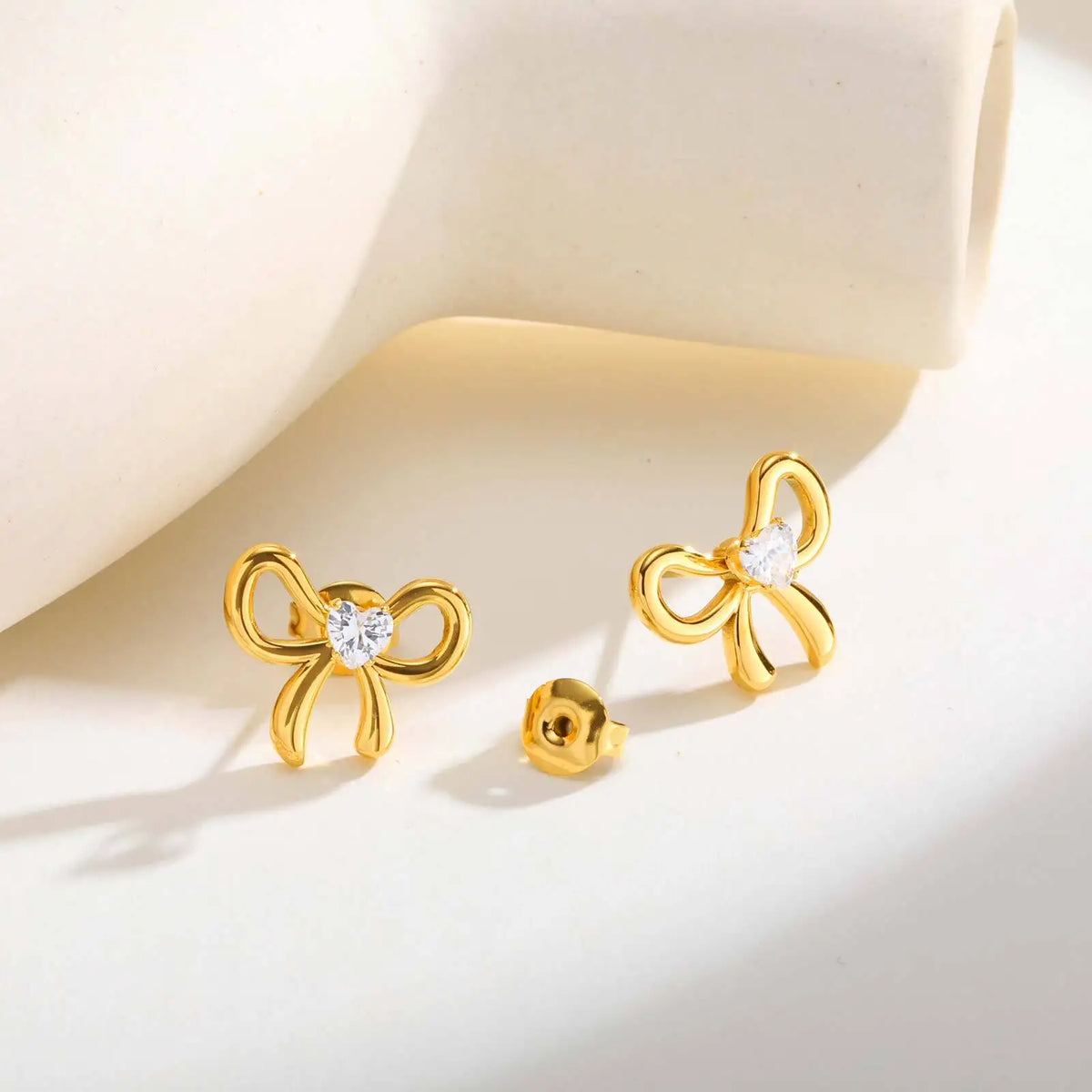 Zirconia Butterfly Bow Stud Earrings – Gold Hypoallergenic Stud Earrings SPOT