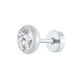 8mm Round CZ Stud Earrings – Bezel Set Cubic Zirconia, Unisex CZ Stud Earrings SPOT 1 piece silver