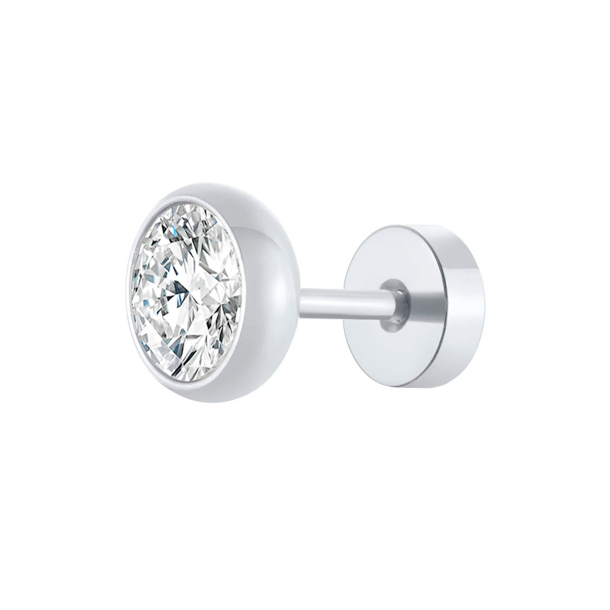8mm Round CZ Stud Earrings – Bezel Set Cubic Zirconia, Unisex CZ Stud Earrings SPOT 1 piece silver