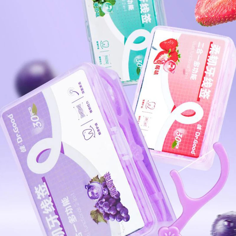 30-Pack Fruit Flavored Dental Floss Picks – Double-Ended Dental Floss Picks SPOT