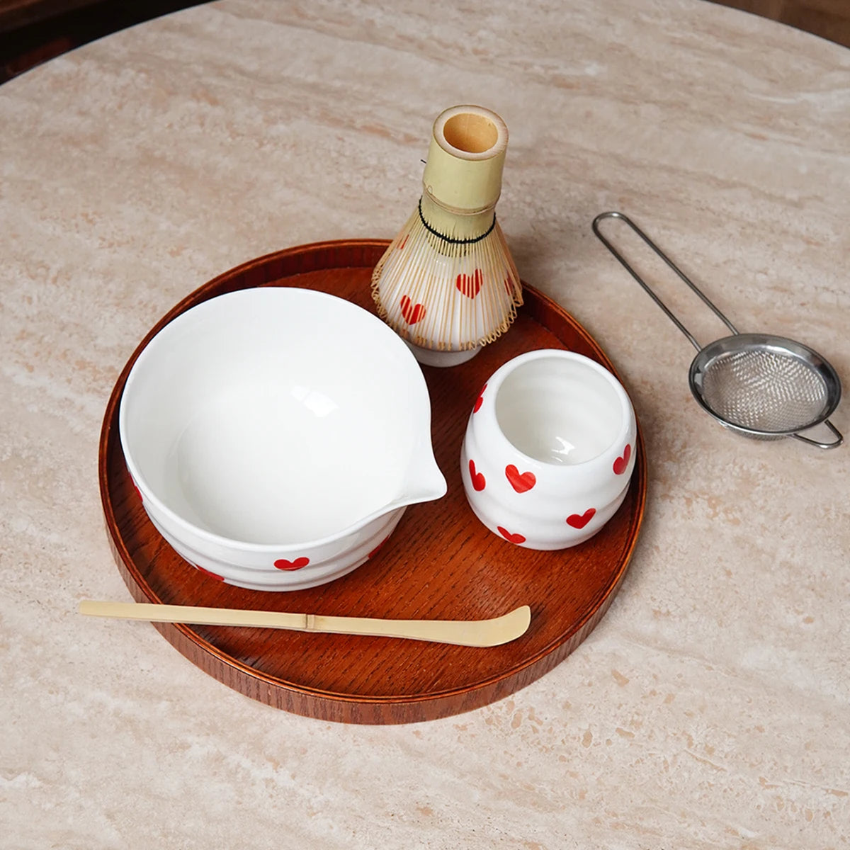 Ceramic Heart-Shaped Matcha Bowl Set – 2 or 3 Piece Gift Matcha Tea Set SPOT