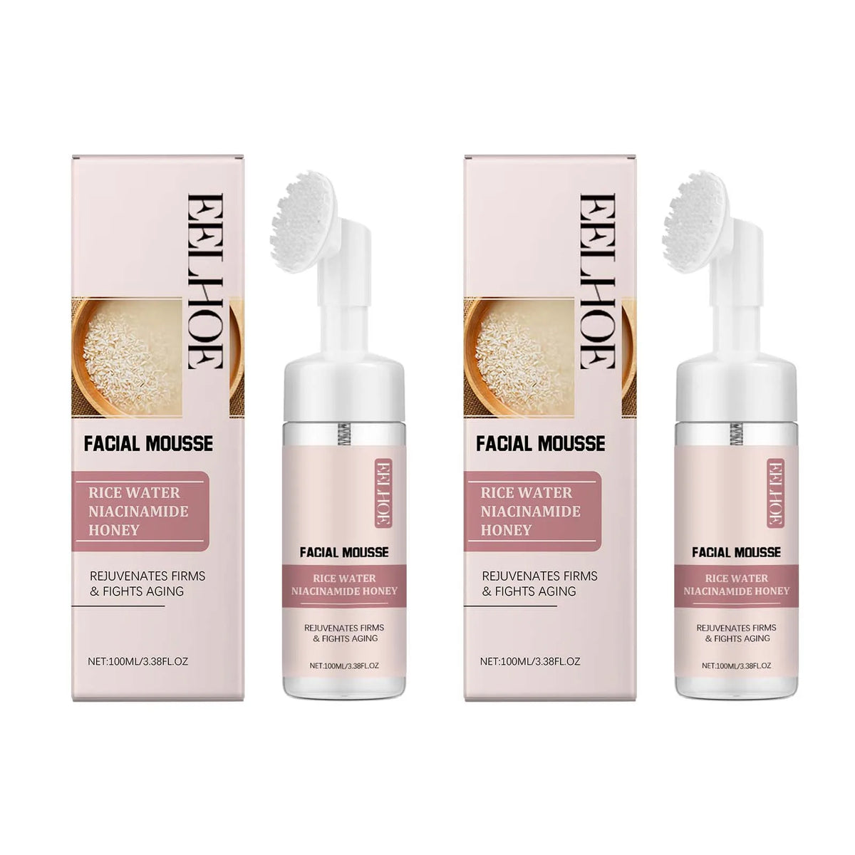 EELHOE Rice Water Cleansing Mousse – Brightening Foam Face Wash Foaming Facial Cleanser SPOT 2 x 100ml Boxed