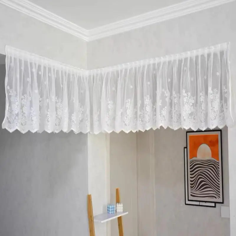 White Lace Valance Curtain – Cherry Floral Vintage Kitchen Lace Valance Curtain SPOT