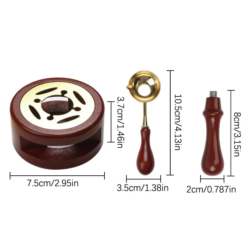 3-Piece Wax Seal Stamp Set – Melting Furnace, Spoon & Handle Wax Seal Kit SPOT