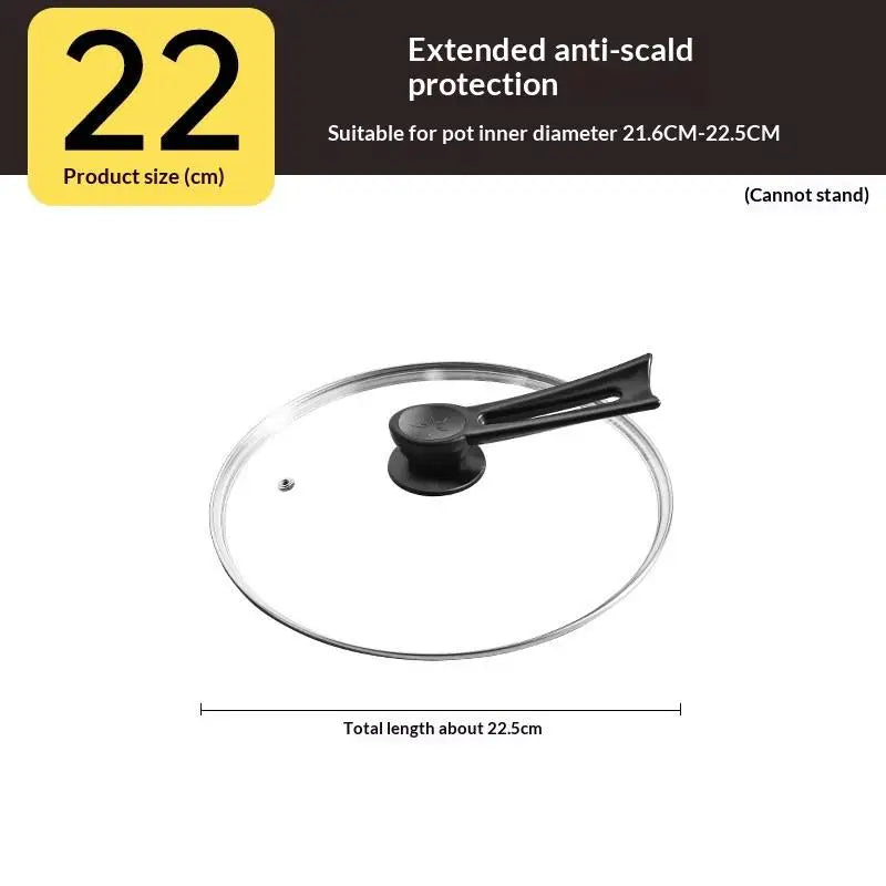 Tempered Glass Round Pot Lid with Steel Rim – 14 to 34cm Glass Pot Lid SPOT 22CM