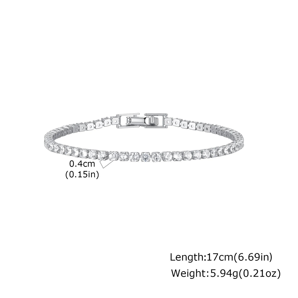 Women's 4mm CZ Tennis Bracelet – Silver-Plated Stacking Gift Tennis Bracelet SPOT 17cm-Style 2