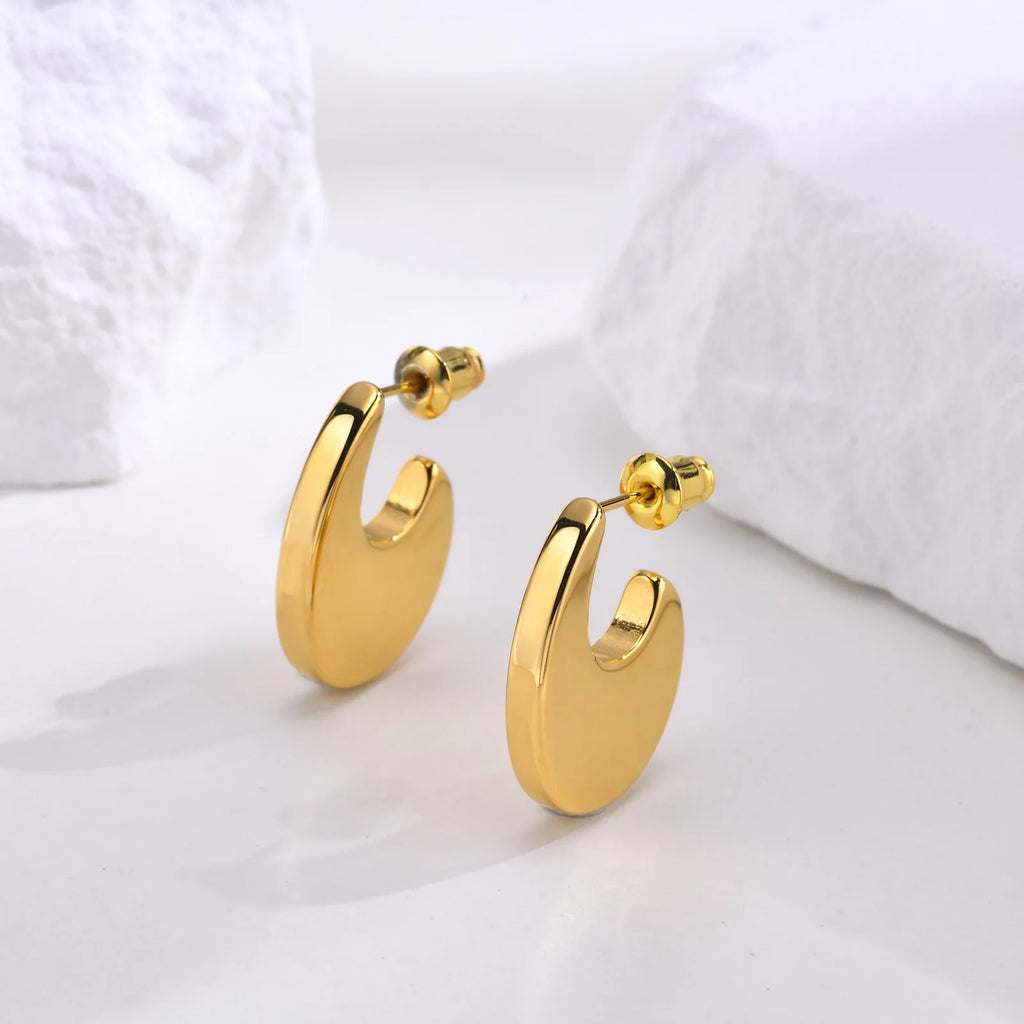 Minimalist Geometric Hoop Earrings – Gold Stainless Steel Hoop Earrings SPOT