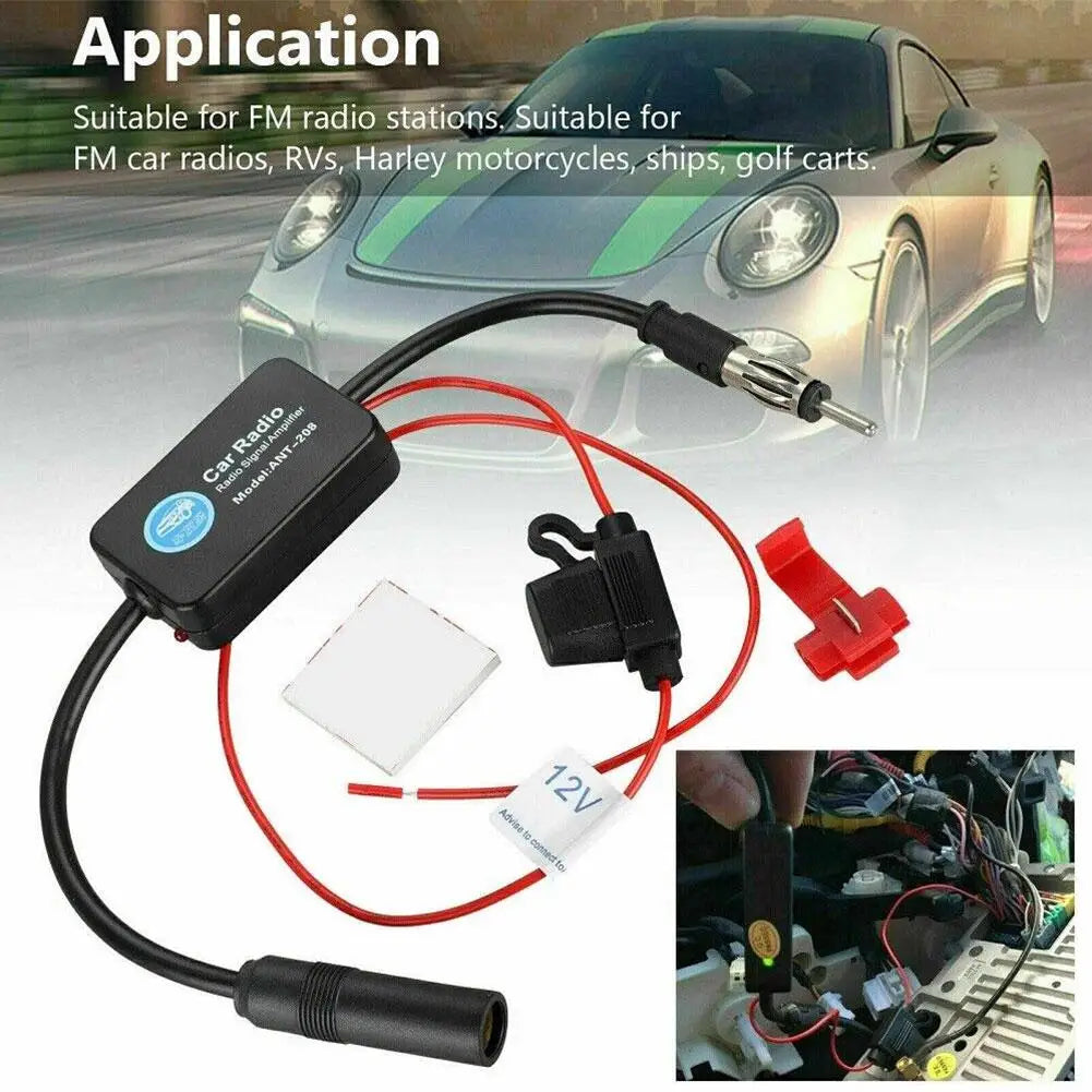 12V AM/FM Car Radio Antenna Signal Amplifier Booster Antenna Signal Booster SPOT