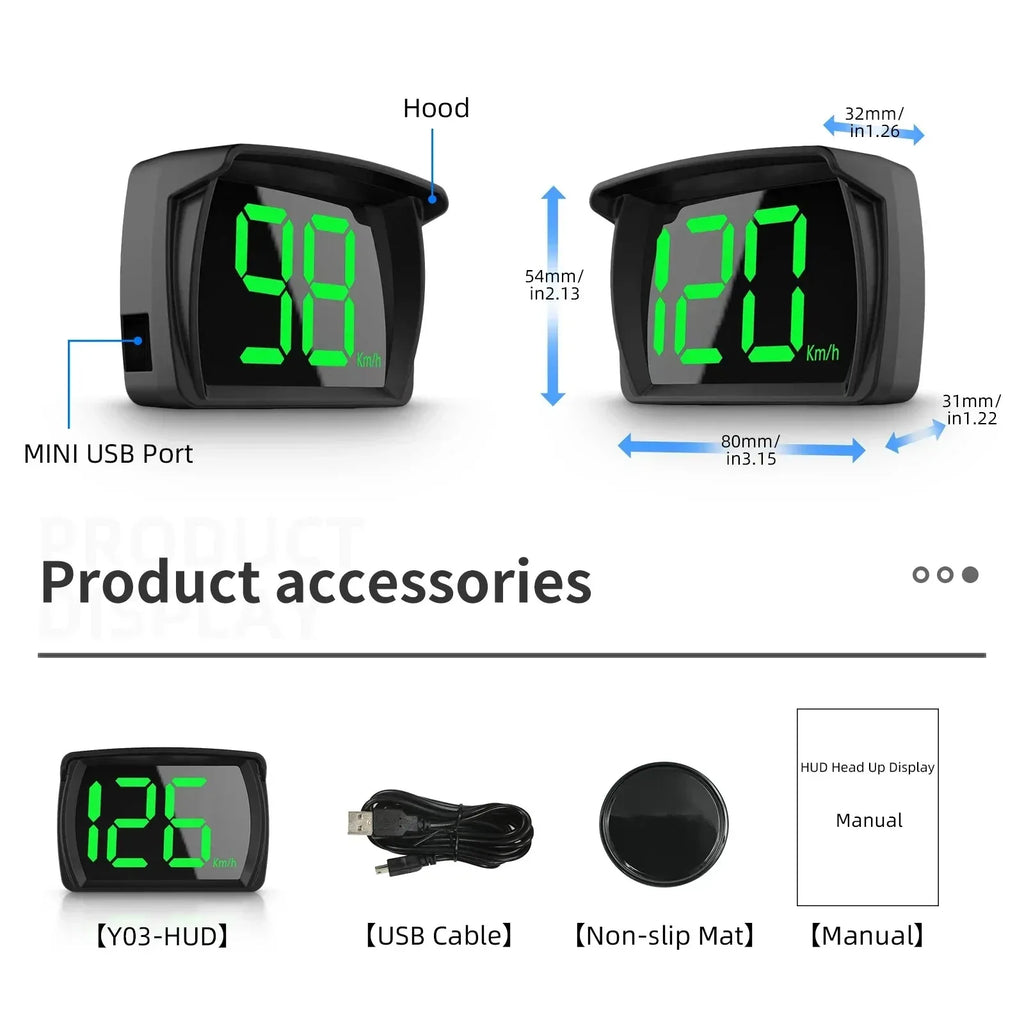 Y03 GPS HUD Head-Up Display | Universal Car Speedometer GPS HUD Display SPOT