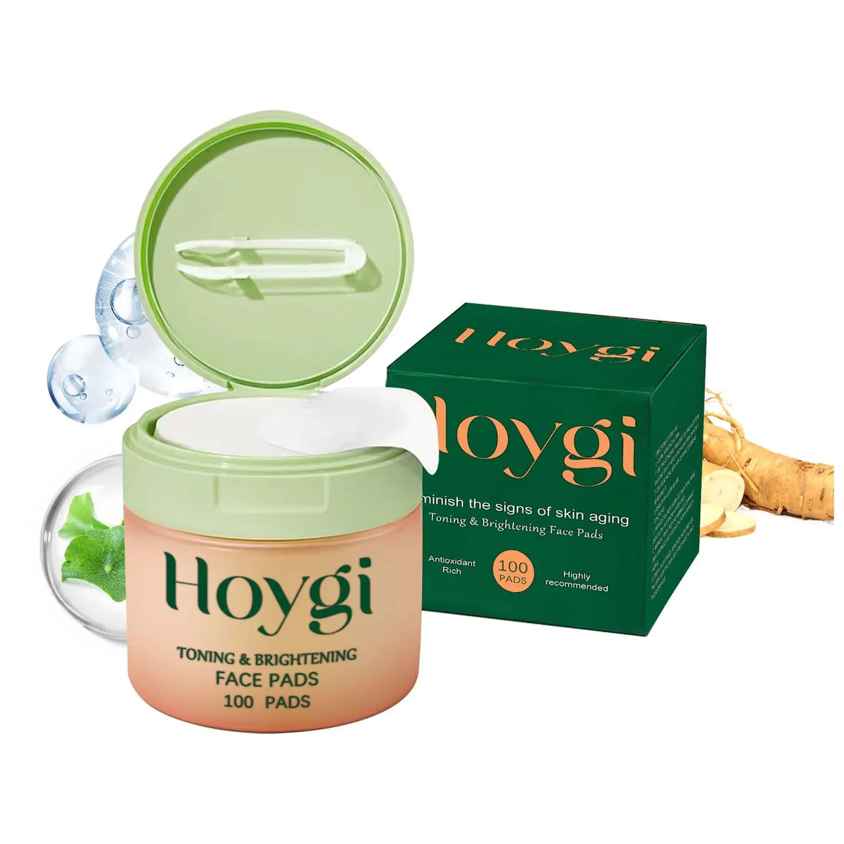 Hoygi Centella Asiatica Moisturizing Face Pads – 100 Pcs Facial Treatment Pads SPOT 100pcs Boxed