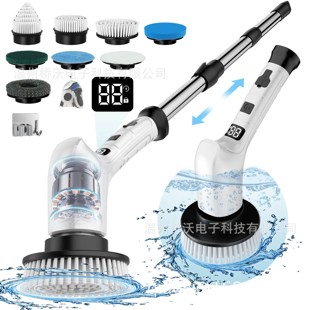 Electric Cleaning Brush – Kitchen & Bathroom Floor Scrubber Electric Cleaning Brush SPOT White 8-in-1