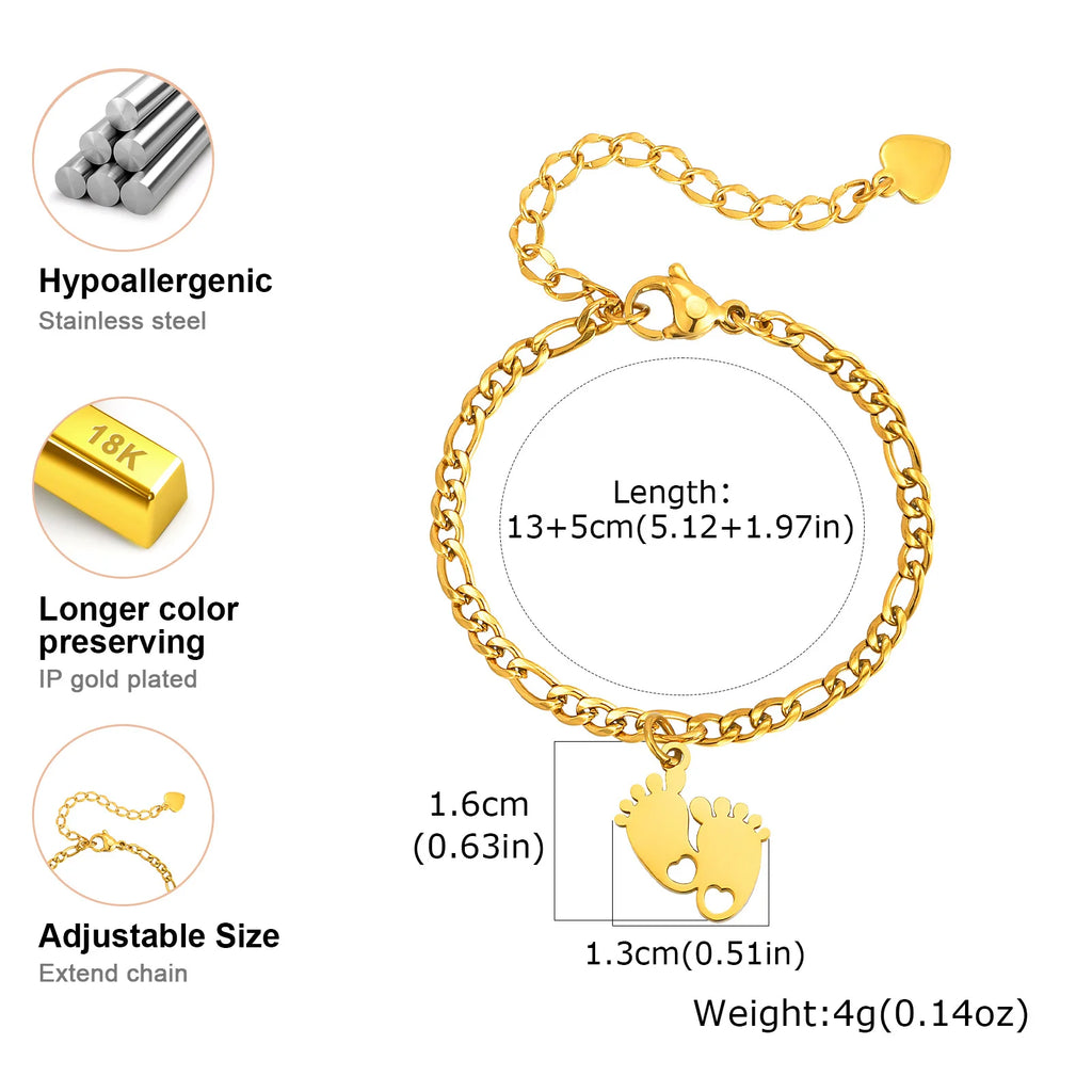 Stainless Steel Figaro Anklet for Baby & Kids – Gold Footprint Kids Anklet SPOT