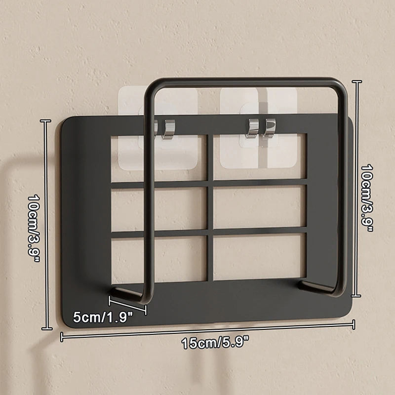 No-Drill Wall-Mounted Router & Set-Top Box Storage Shelf Wall Storage Shelf SPOT L Black