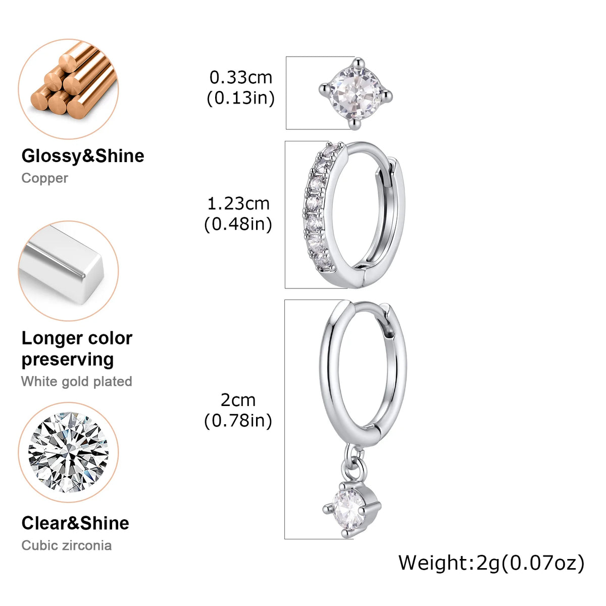 3-Piece Cartilage Huggie Earrings Set – Silver Tone Hypoallergenic Huggie Hoop Earrings SPOT