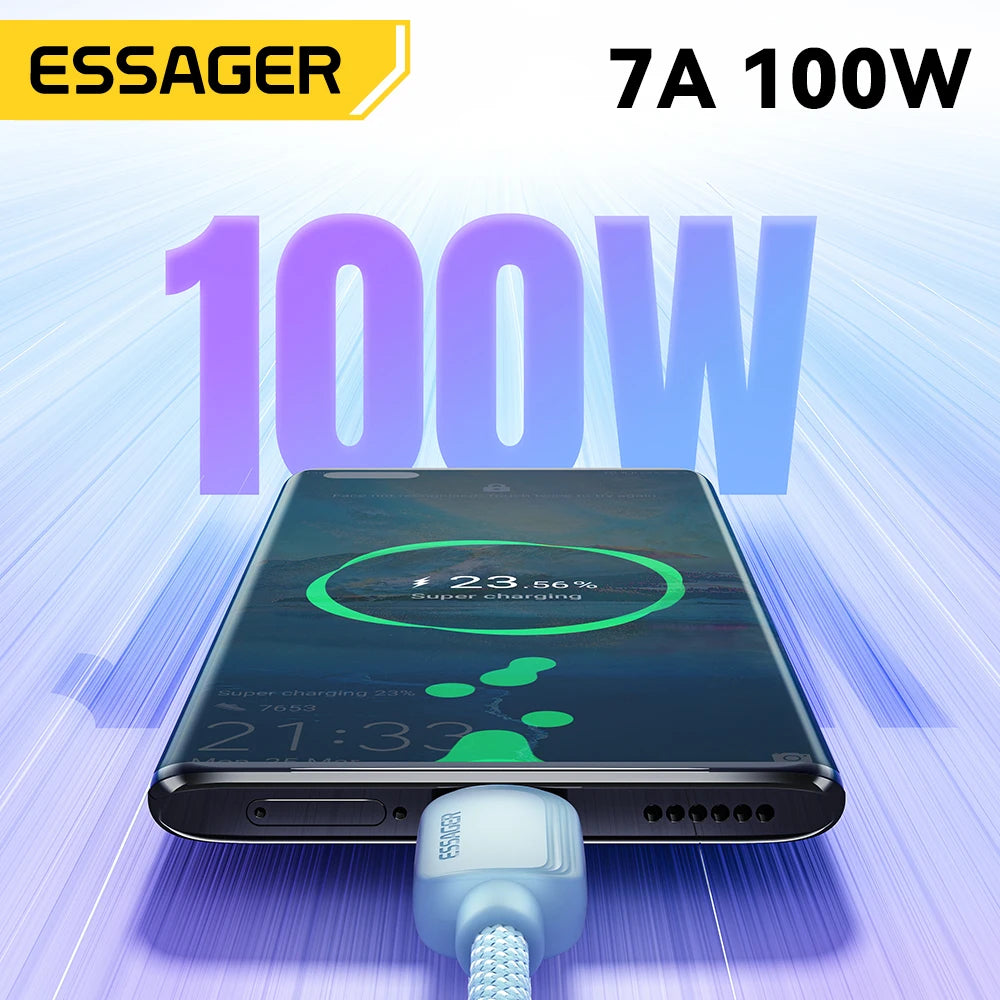 Essager 7A 100W USB-C Fast Charging Cable | Braided USB-C Charging Cable SPOT