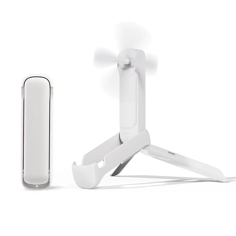 Foldable Handheld Fan USB Rechargeable 3-Speed LED 2000mAh Handheld Portable Fan SPOT WHITE