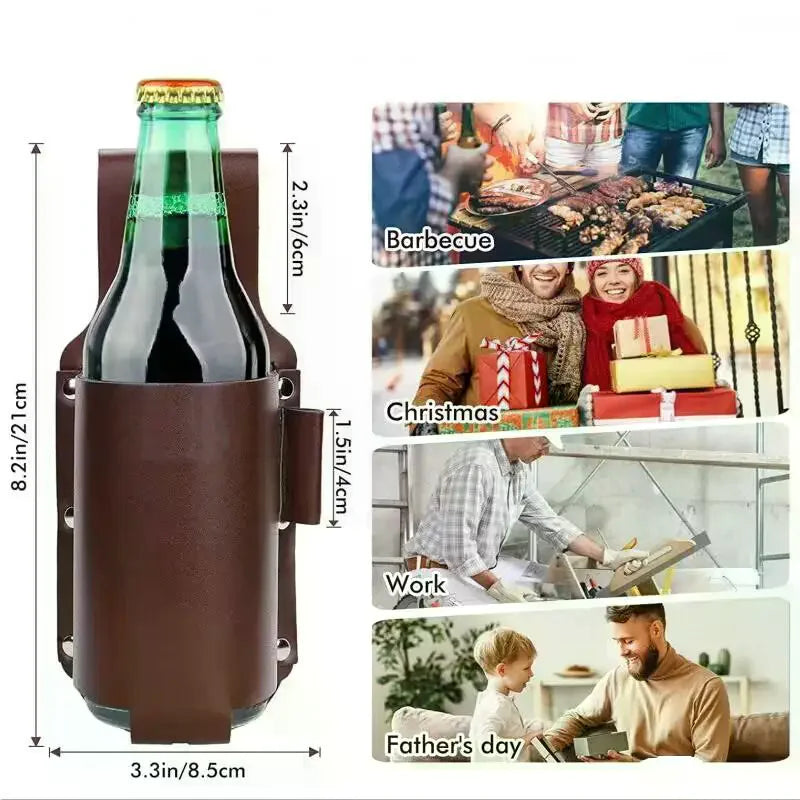 PU Leather Waist Belt Drink Holder – Hands-Free Can & Bottle Waist Drink Holder SPOT
