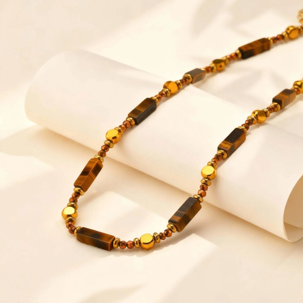 Natural Tiger Eye Boho Pendant Necklace – Layered Collarbone Pendant Necklace SPOT