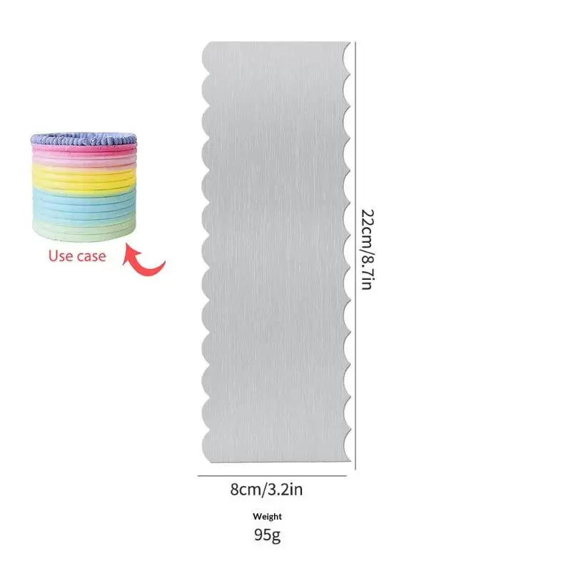 Stainless Steel Serrated Cake Scraper – Double Edge Baking Tool Cake Decorating Scraper SPOT B