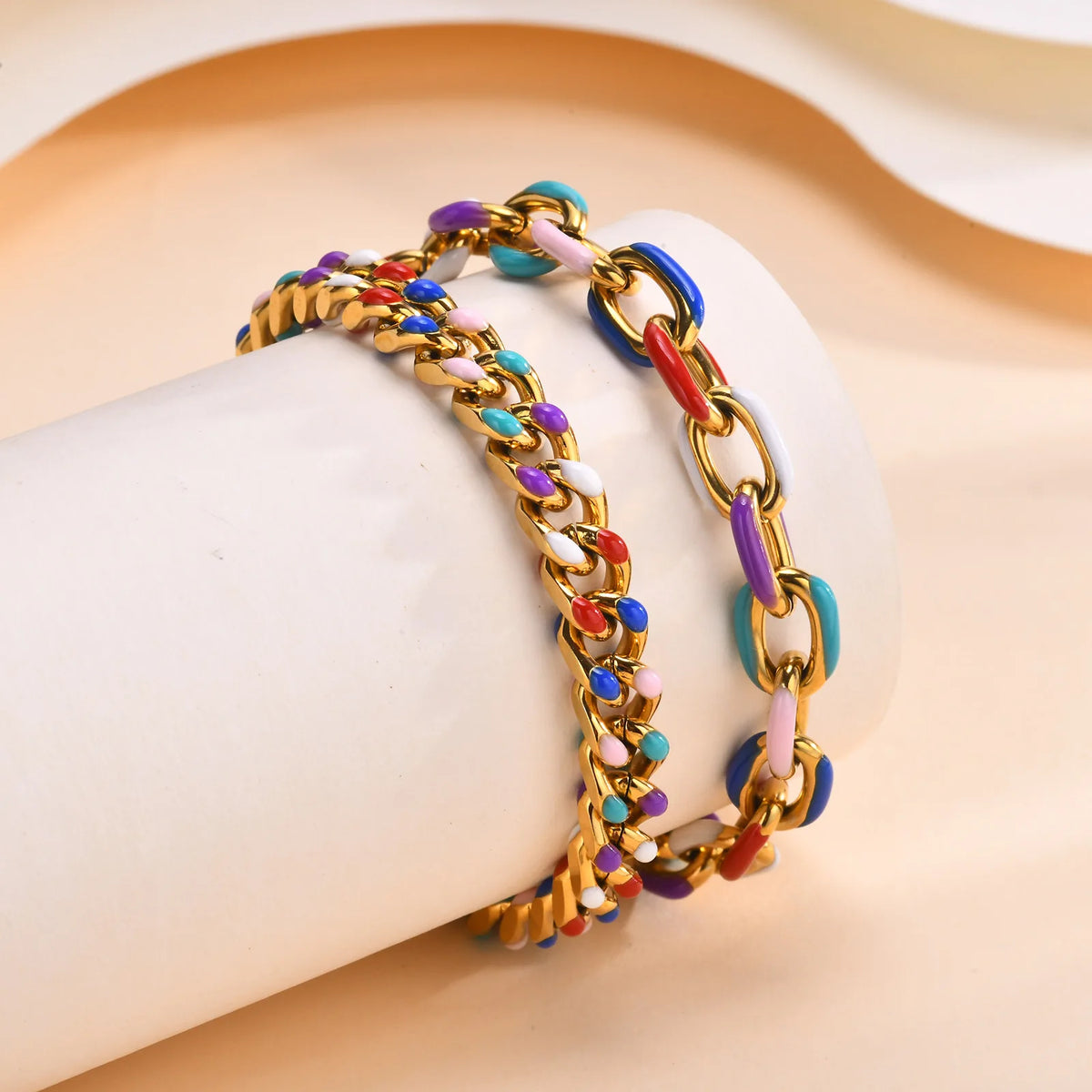 Women's 18K Gold Plated Cuban Chain Bracelet | Stackable Chain Link Bracelet SPOT