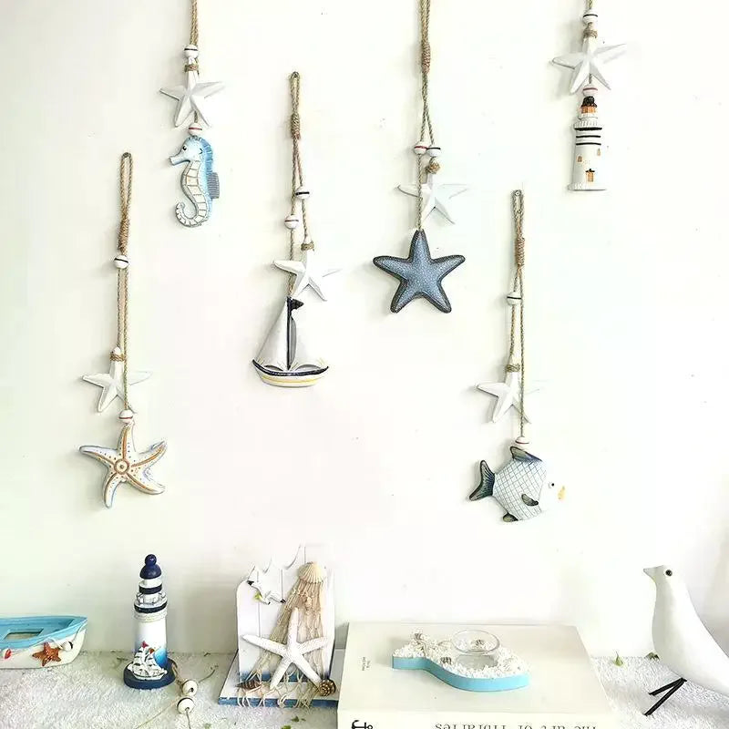 Mediterranean Wooden Ocean Animal Wall Pendant | Nautical Décor Wall Pendant Ornament SPOT