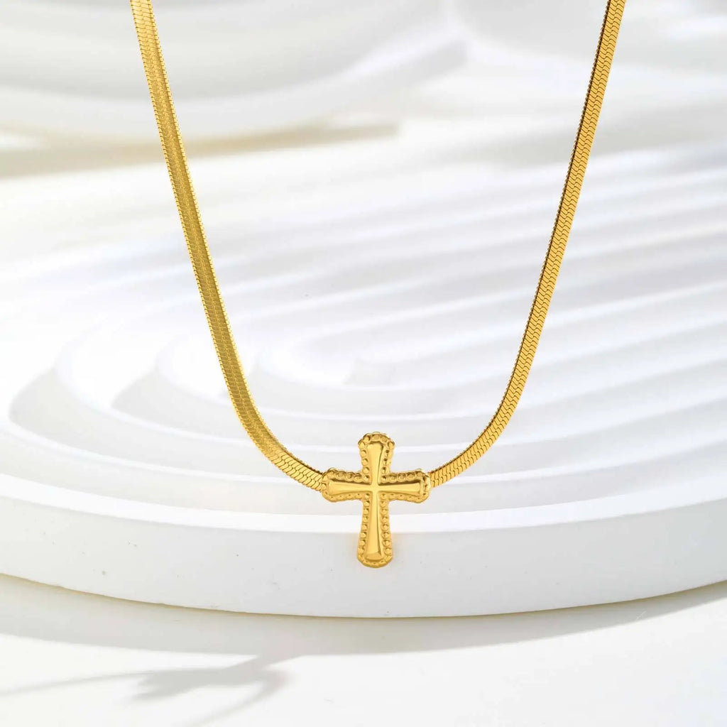 Cross Choker Snake Chain Necklace – Stainless Steel Women's Choker Necklace SPOT