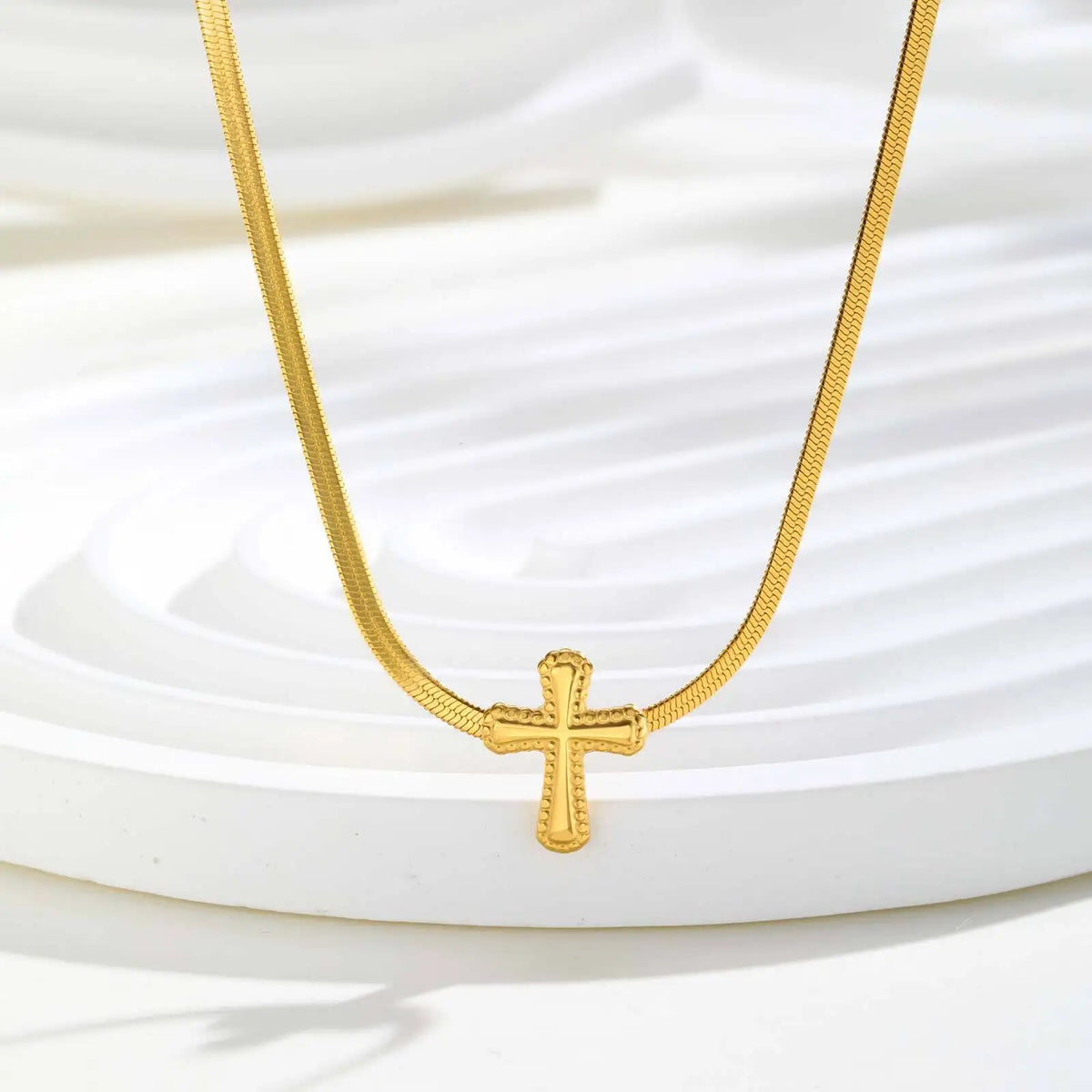 Cross Choker Snake Chain Necklace – Stainless Steel Women's Choker Necklace SPOT