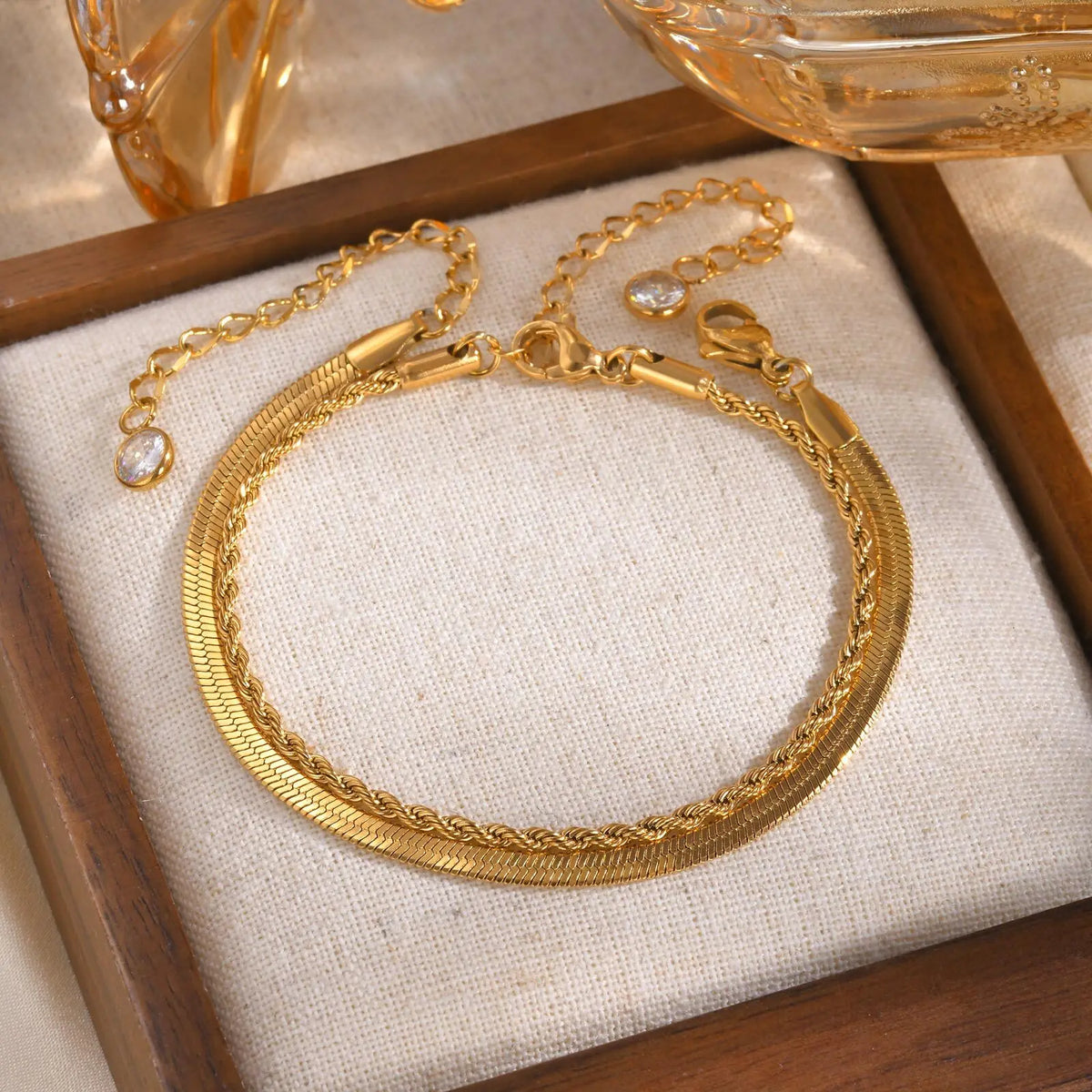 Women's 2-Piece Gold Snake & Rope Chain Bracelet Set Chain Bracelet Set SPOT