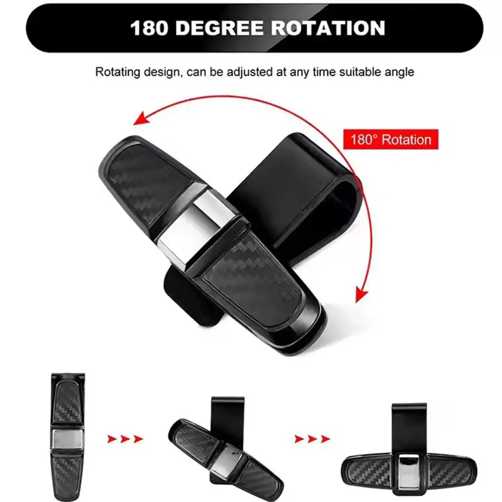Car Sun Visor Glasses Clip – 3-in-1 Carbon Fiber Holder Car Visor Organizer SPOT