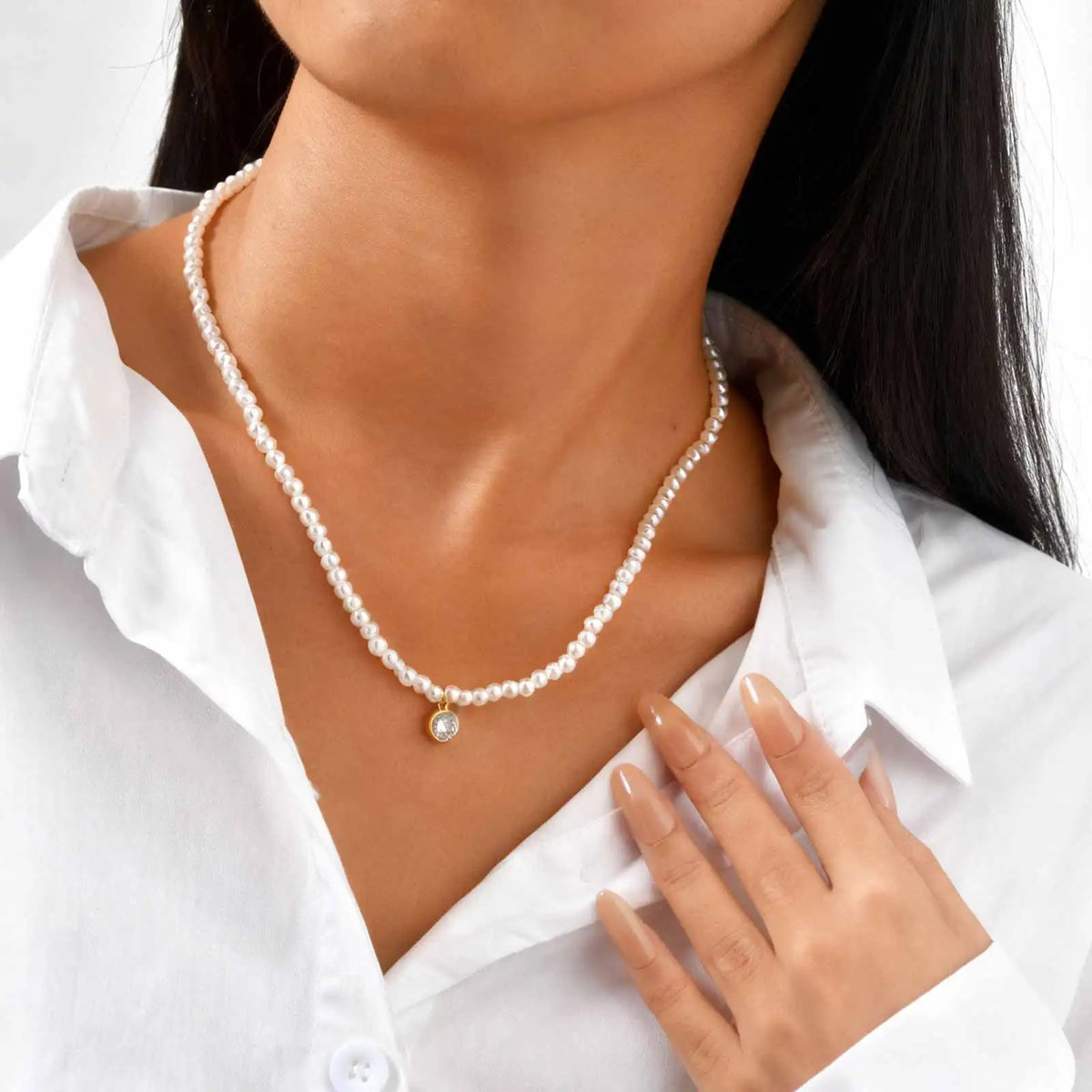 Pearl Beaded Pendant Necklace | 18K Gold Plated, Waterproof Pendant Necklace SPOT