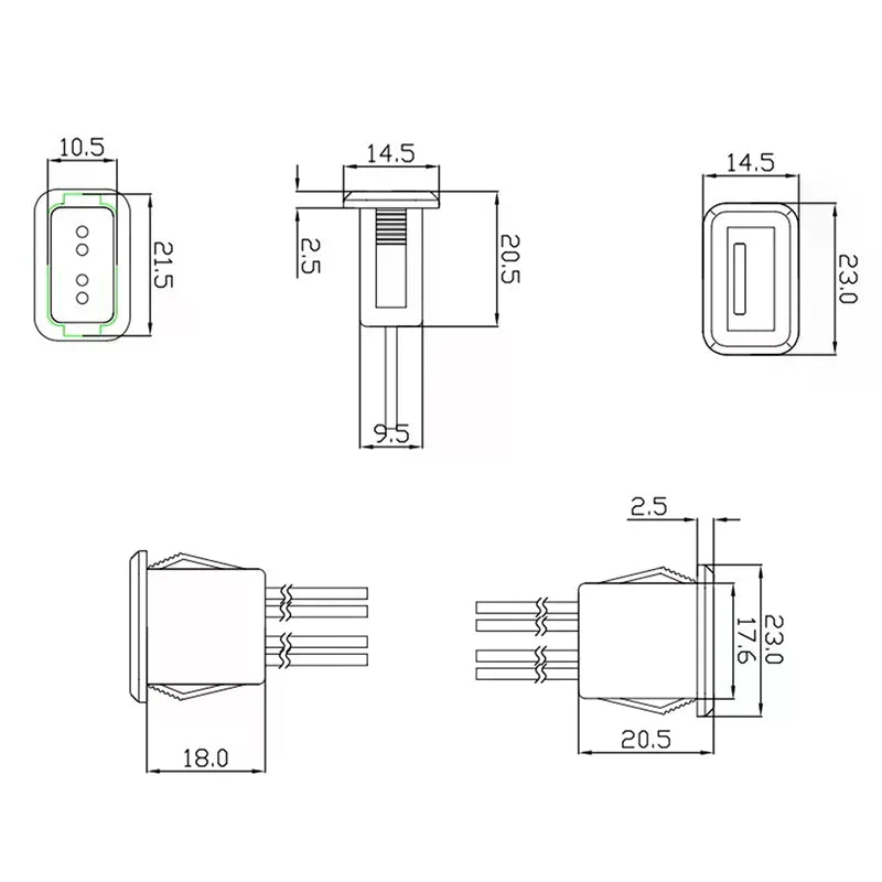 USB 2.0 Female Charging Port Connector with Cable USB Port Connector SPOT