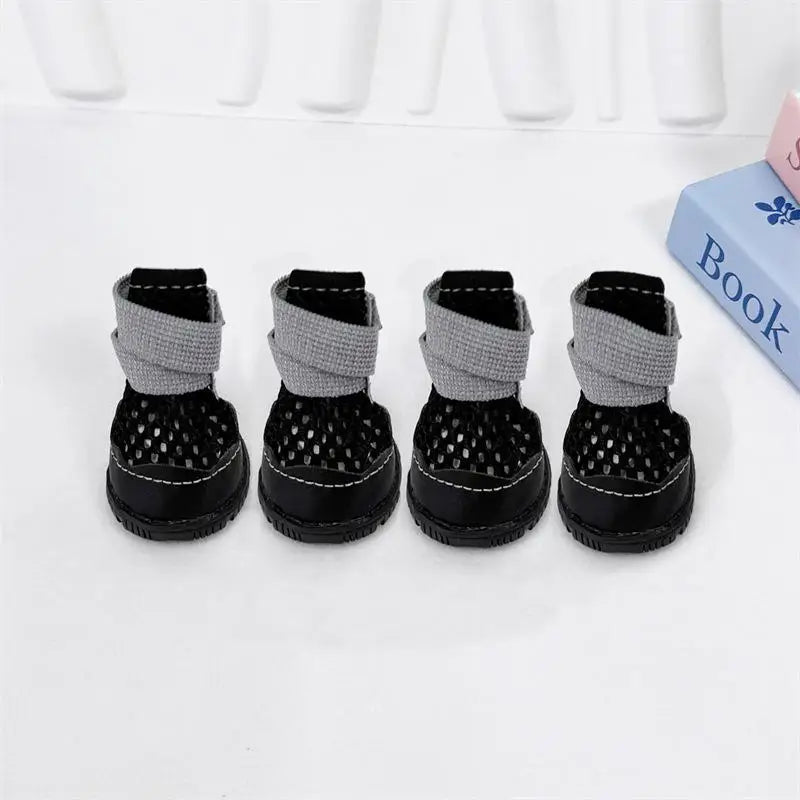 Breathable Mesh Dog Shoes 4-Pack – Non-Slip Small Dog Sandals Dog Shoes SPOT